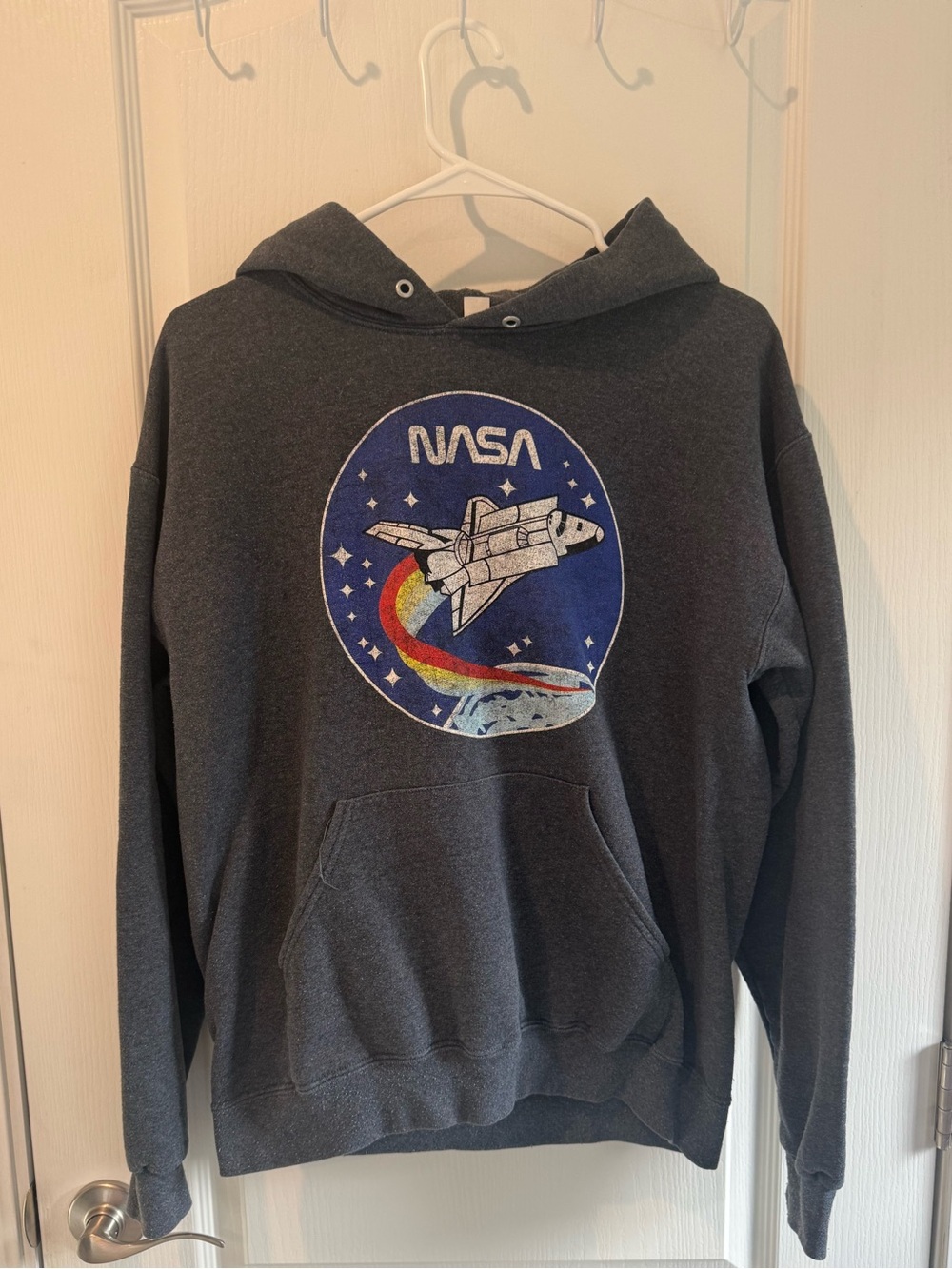 NASA‎ Space Shuttle Graphic Hoodie Medium Gray Unisex Sweatshirt M
